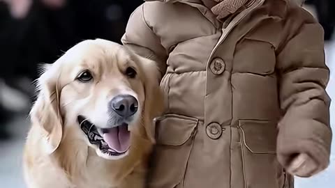 Cute baby fashion show with cute animal