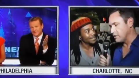 negro says "white lives don't matter" live on Philly TV street broadcast