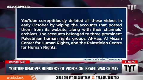 Ana Kasparian uncovers 📱YouTube’s covert removal of 700+ clips documenting Israeli war crimes