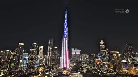 Dubai’s Burj Khalifa — the tallest building on Earth — is now glowing red, white, and blue