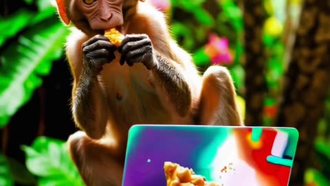 Ek Bandar jungle mein baithkar samosa Kha Raha Hai