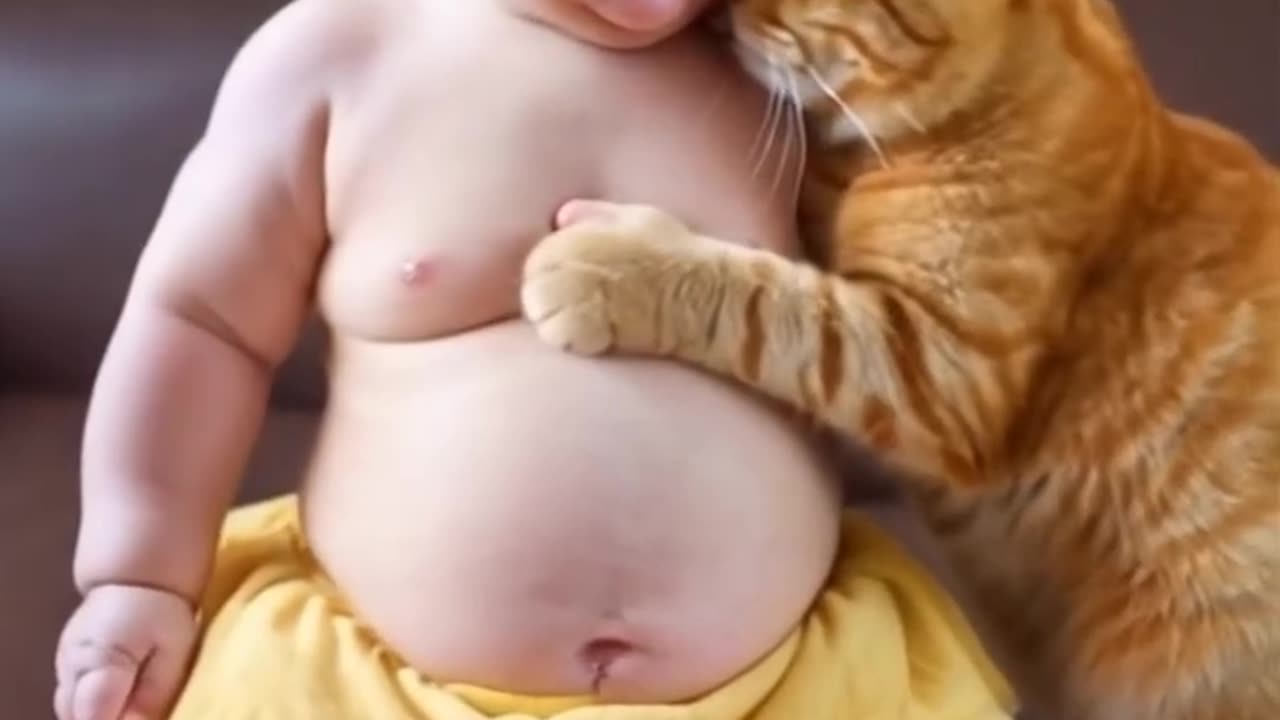The child started crying after getting scared of the cat