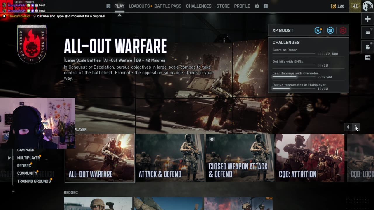 Stream #117 Thelonious plays battlefield six (pregame)