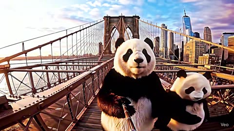 Panda Vlogging & Exploring NYC - Google Veo 3