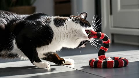 Cat VS Snake Toy | Funny Animal Video.