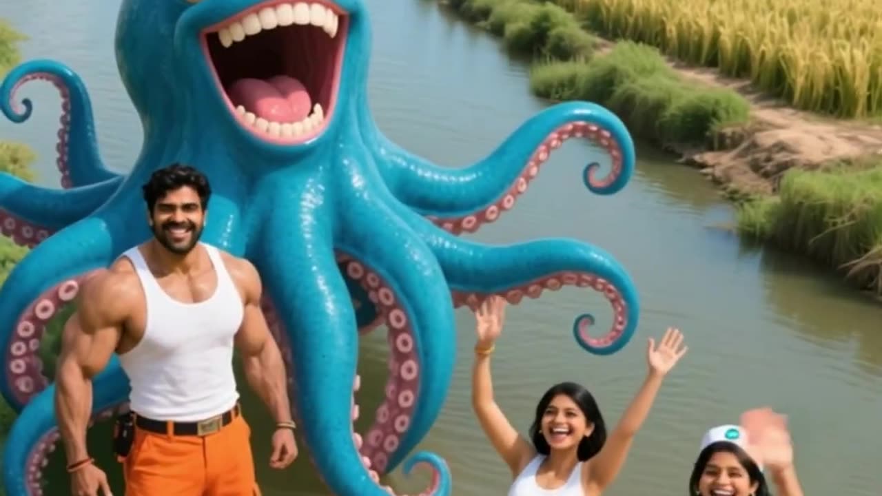 The poor puppy rescue octopus off the raft #puppy #rescue #octopus #animals #funnyaas