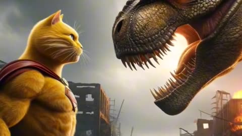😼Super Cat Vs Dinosaur🦖