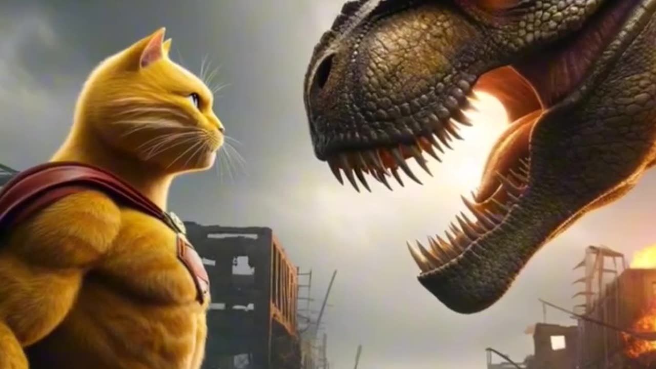 😼Super Cat Vs Dinosaur🦖