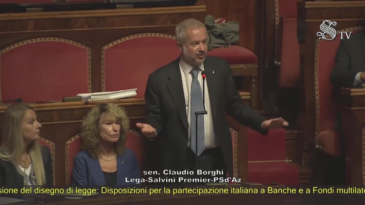 🔴 Sen. Claudio Borghi in Aula in occasione della discussione sul DDL Banche Multilaterali (16.9.25)
