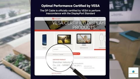 IVANKY 16K Displayport Cable 2.1, [VESA Certified] DP 2.1 Cable [16K@60Hz,8K@120Hz,4K@240H