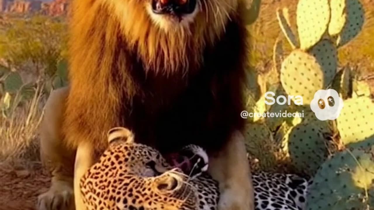 Lion Kills Leopard