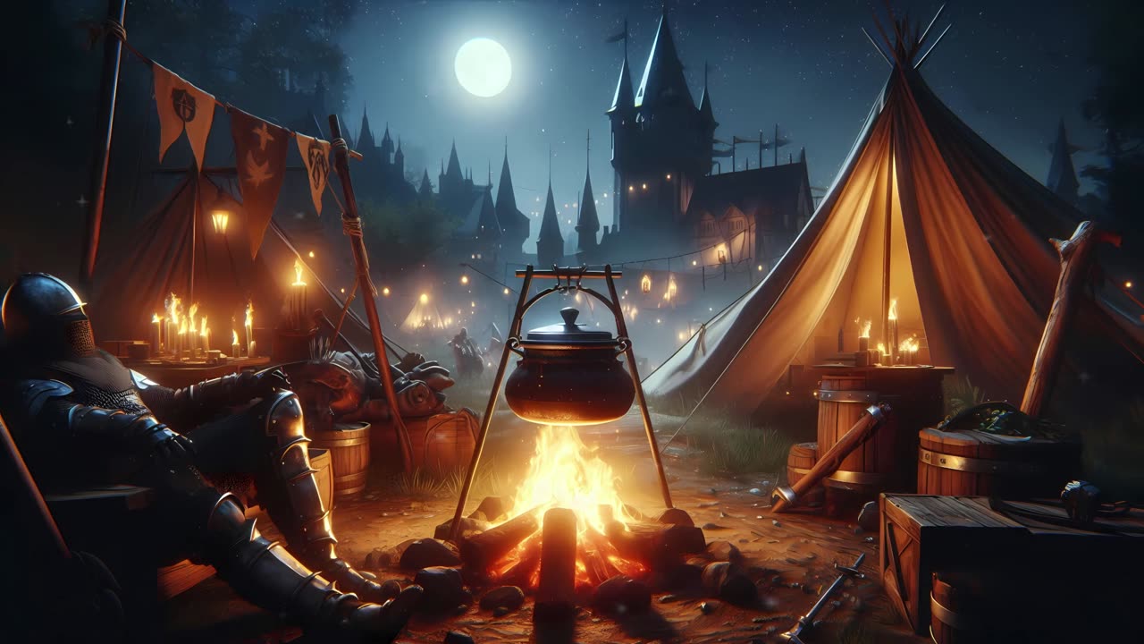Medieval Fantasy Music | Knight's Camping Ambience | Relaxing Medieval Music