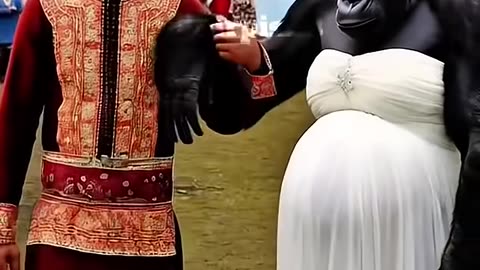 Gorilla 🦍 with wedding dress 👗
