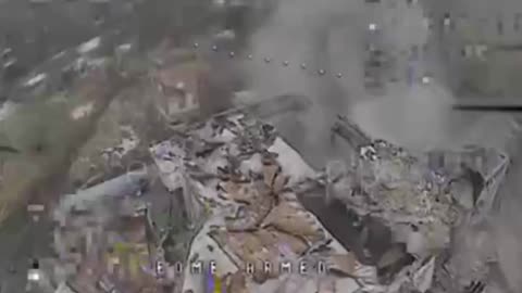 Ukrainian Drone Inspects the Aftermath of Ukrainian Airstrikes