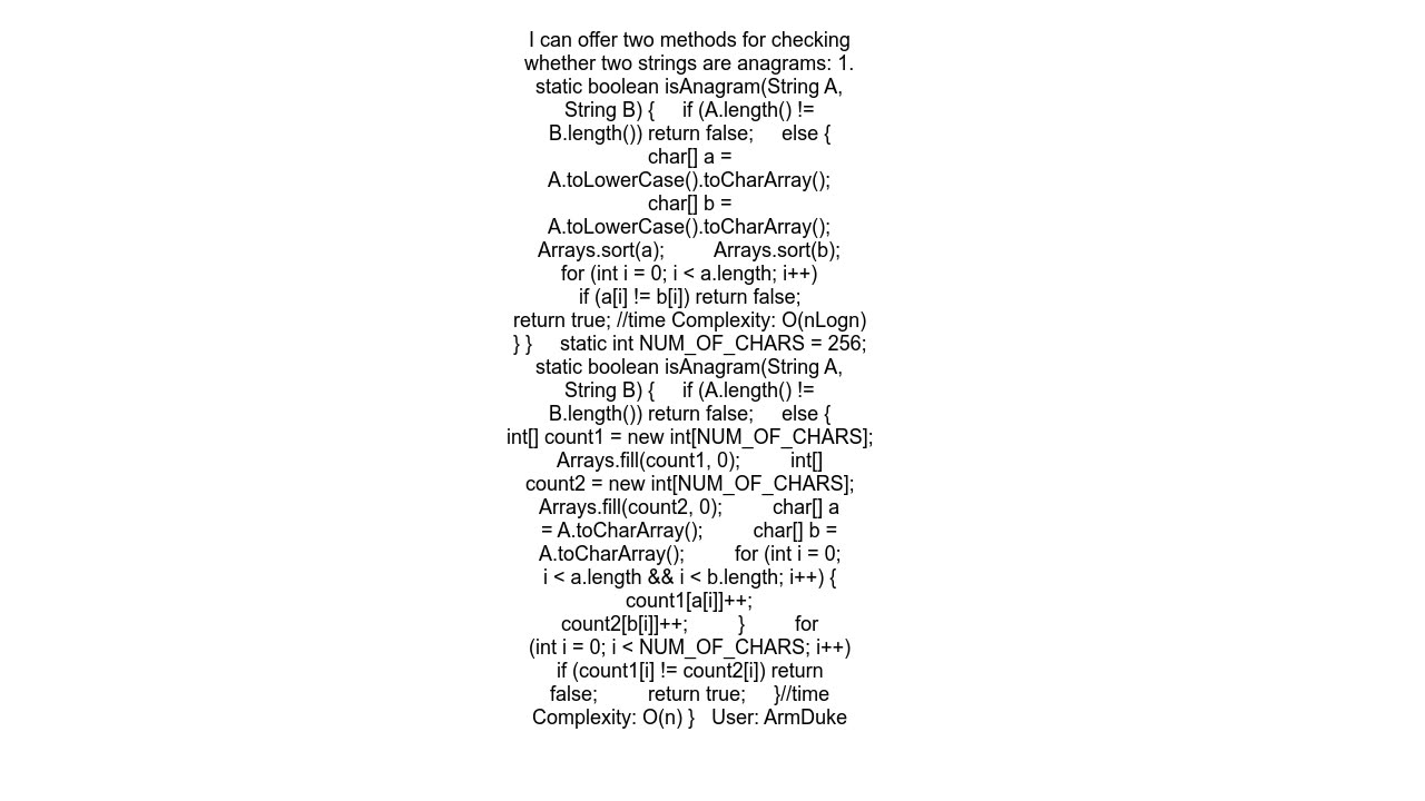 How can I check if two strings are anagrams