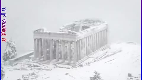 Snow on the Parthenon (Athens) Greece 🏛️