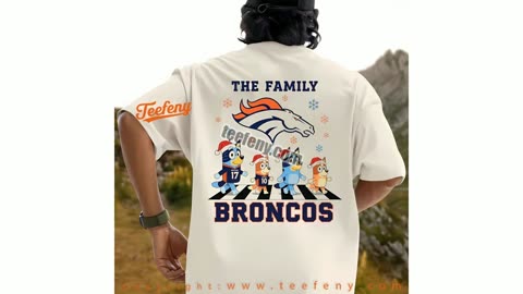 Denver Broncos Bluey Family Christmas Snowflake Shirt Men