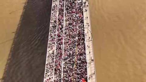 Thousands of people gathered savegaza