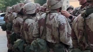 Soldiers in uniforms from different eras have taken over the streets of Washington DC for tomorrow's parade