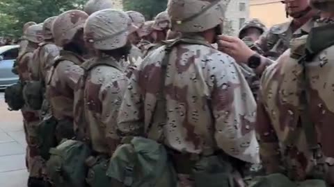 Soldiers in uniforms from different eras have taken over the streets of Washington DC for tomorrow's parade