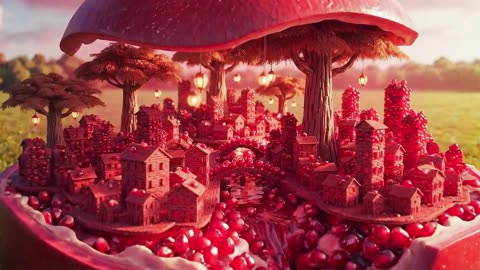 Pomegranate City 🌆 | A Surreal City Made of Ruby-Red Seeds & Juice Rivers 🍷 | Fantasy Dream World