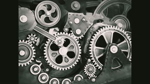 Charli chaplin swallowed by a Factory machine modern times