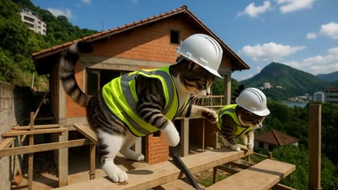 Funny Cats at Work 😂🐱 | This Went Totally Wrong!” “Cats Trying to Work on a Construction