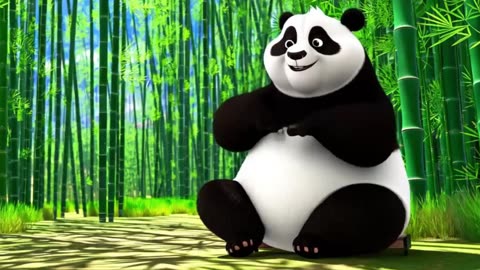 Chubby Panda Playing a Tiny Piano in a Bamboo Forest