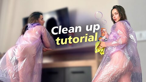 [4K] Transparent Raincoat Try-On Cleaning Haul