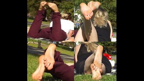 Film 158 - Candid Girl Feet, 2 Blond Sunkissed Soles at the Park - Full 8 Min Vid Available