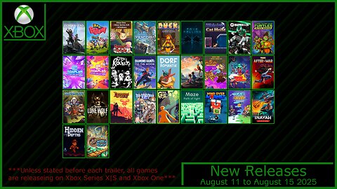 New Xbox Games for August 11 to August 15 2025