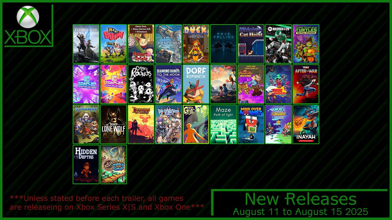 New Xbox Games for August 11 to August 15 2025