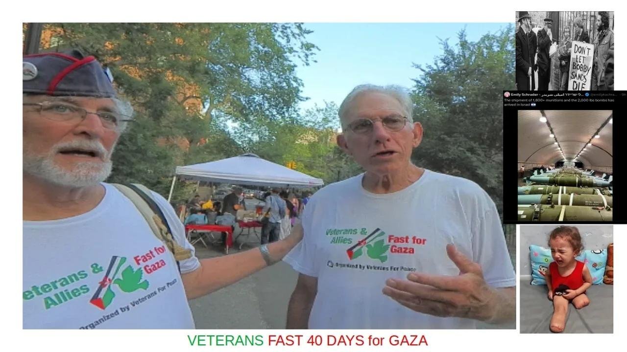 HzB VETERANS & ALLIES for PEACE FAST for GAZA - we speak with Vets Mike & Ken in Tompkins Square Par