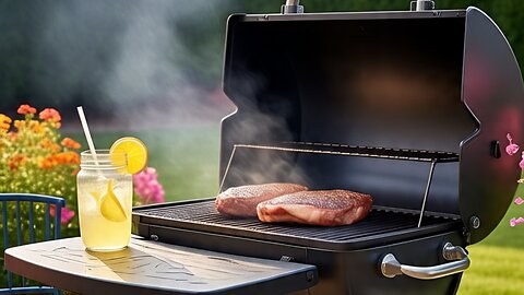 BBQ event with happy family in new housing complex