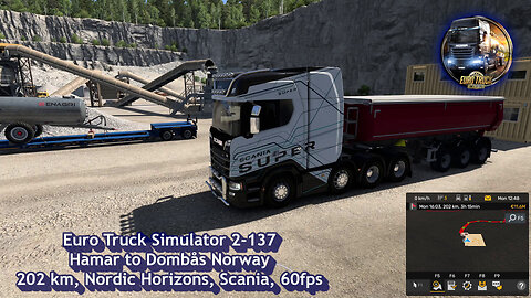 Euro Truck Simulator 2-137, Hamar to Dombås Norway, 202 km, Nordic Horizons, Scania, 60fps