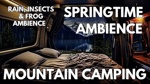 🐸 Spring Mountain Camping Ambience | Medium Rainfall, Frogs & Night Insects | 4K ASMR