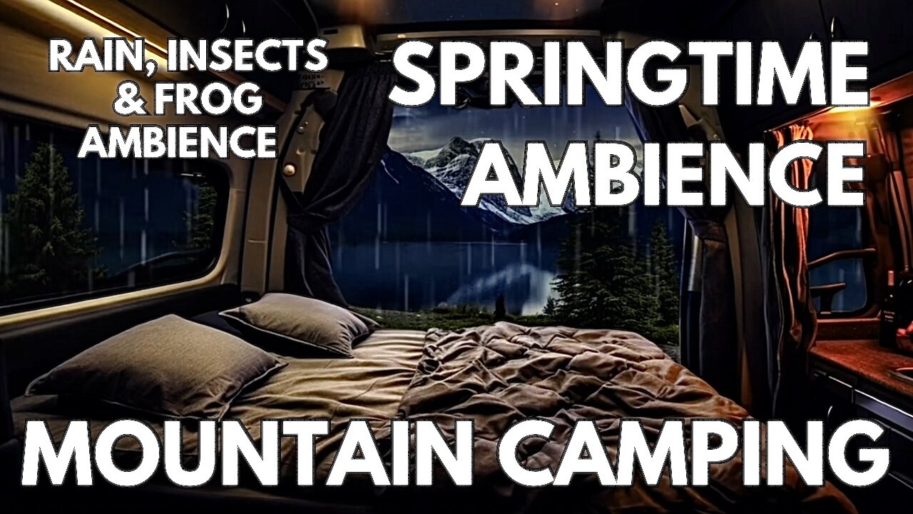 🐸 Spring Mountain Camping Ambience | Medium Rainfall, Frogs & Night Insects | 4K ASMR
