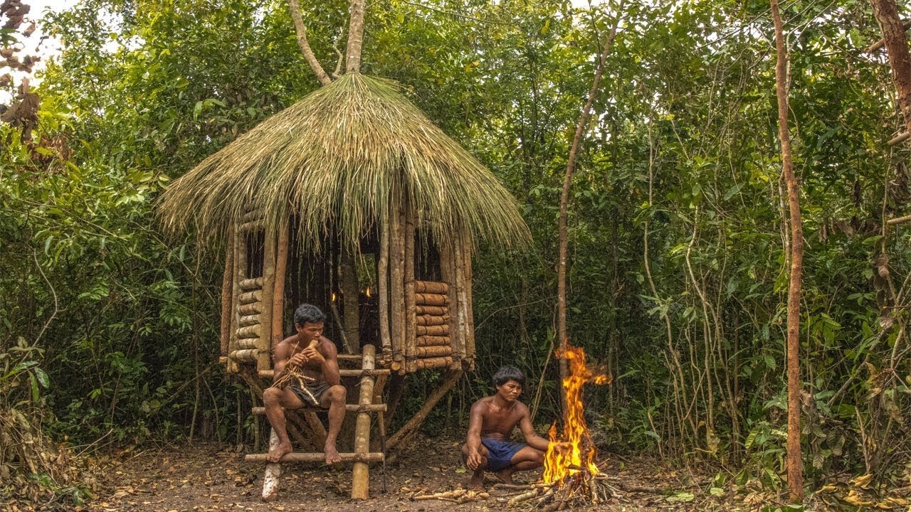 22Days Building Amazing Treehouse in Forest