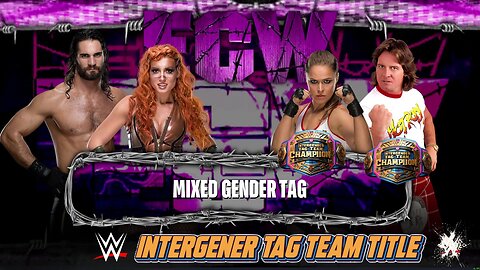 WWE 2k24 Seth Rollins & Becky Lynch vs Ronda Rousey(c) & Roddy Piper(c) IntergendarTagTeamTitle