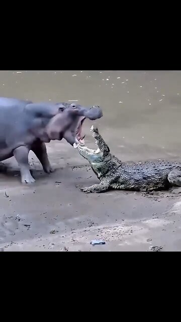 HIPPO CHALLENGES🌳🐊🌊🦛🌿📸CROCODILE OVER RIVER TERRITORY🦛🌊🐊🌱💫