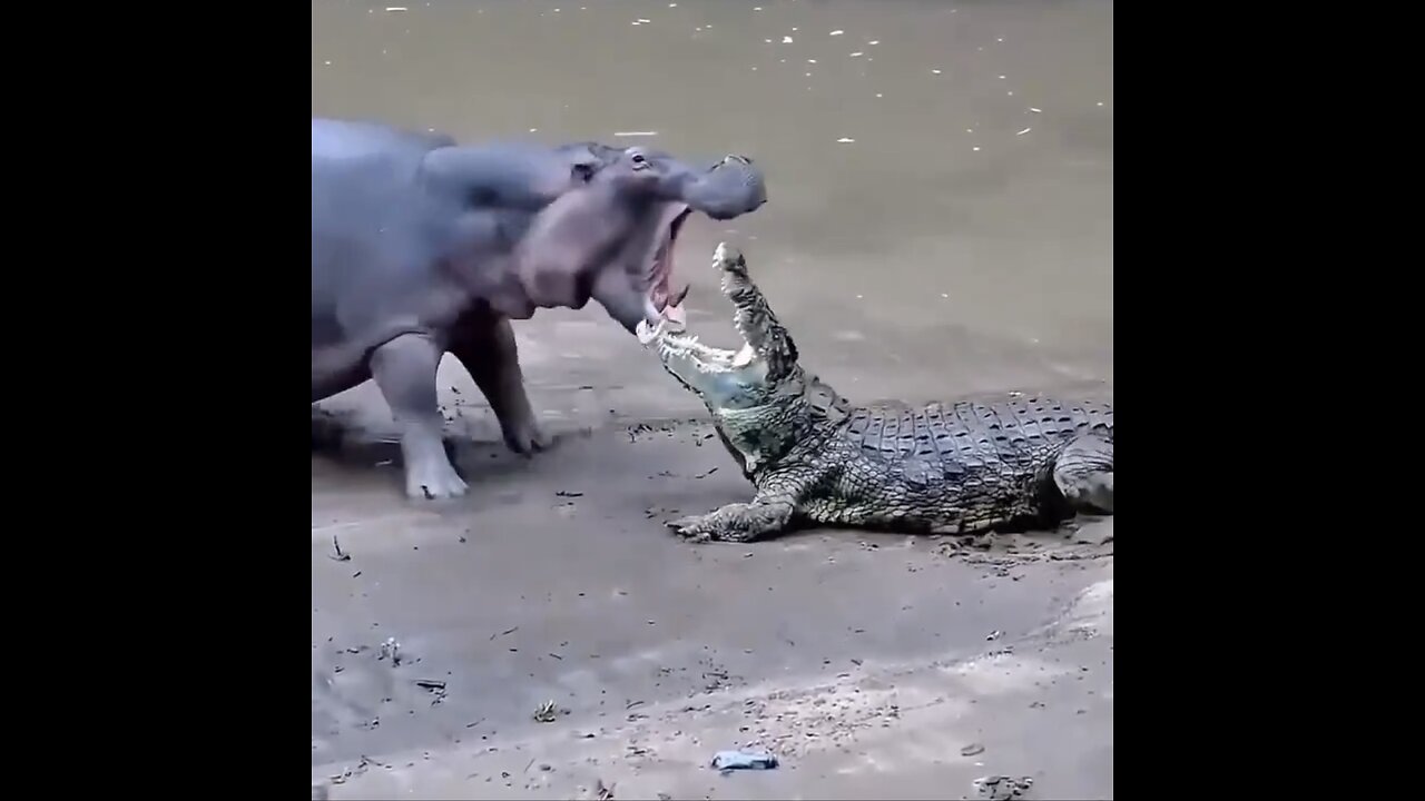 HIPPO CHALLENGES🌳🐊🌊🦛🌿📸CROCODILE OVER RIVER TERRITORY🦛🌊🐊🌱💫