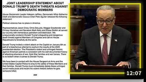HANG TRAITORS: Senator Schumer Misrepresents President Trump's Warning That Government Officials Publicly Promoting A Military Coup Against America Can Be Executed Under US Law