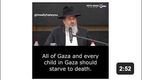 Israeli Rabbi Ronen Shaulov: "All of Gaza and every child in Gaza should starve to death.”