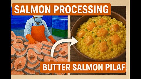 From Factory to Feast: The Journey of Fresh Salmon 🍣🔥 | Butter Salmon Pilaf Recipe