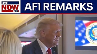 President Trump speaks to reporters on Air Force One after UK trip