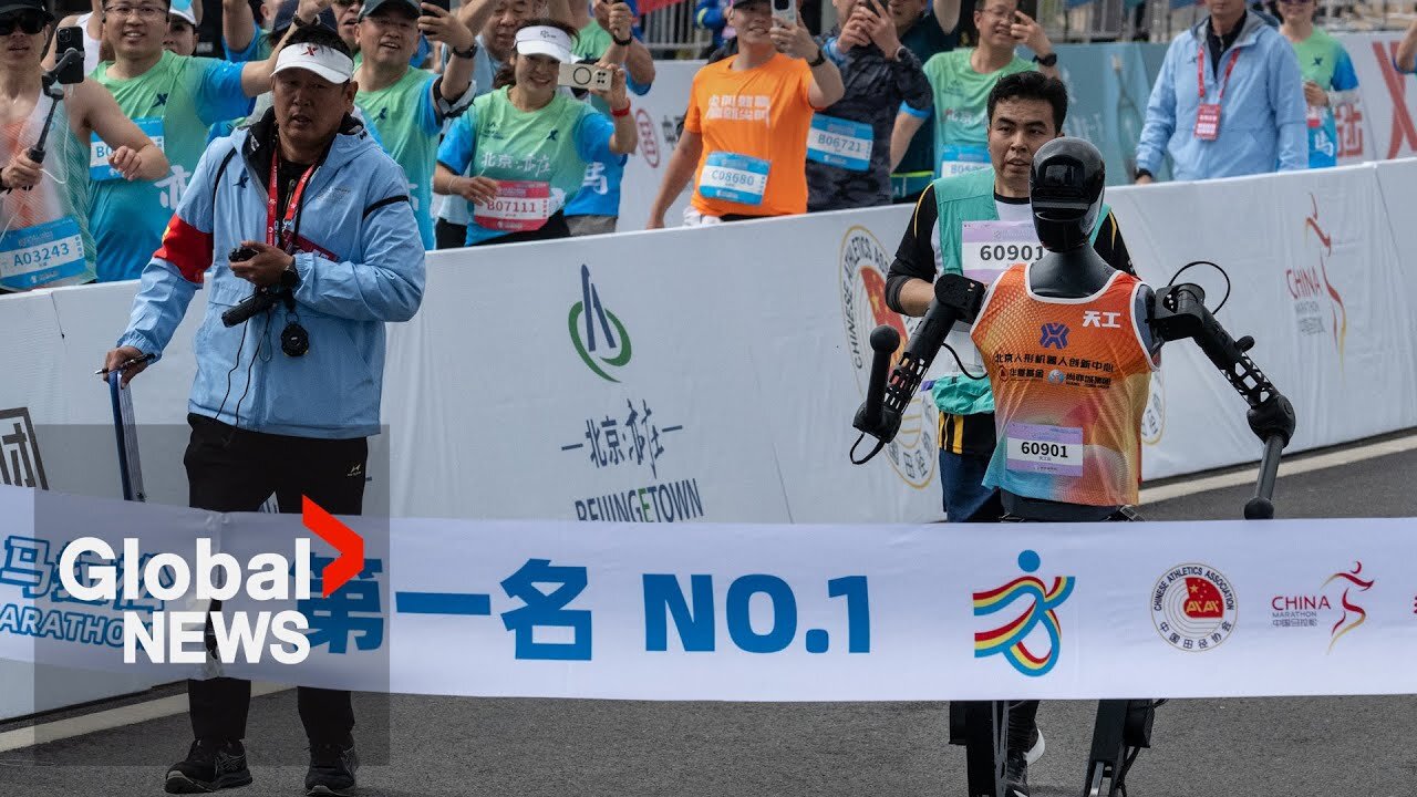 Robots race humans for 1st time in world debut of humanoid half-marathon