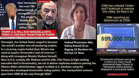 Overnight, the U.S. seized the crown as the world's top oil empire. In a Bitcoin-backed coup, America bought out Venezuela—Maduro included. Now in custody, Nicolás Maduro and his wife Cilia Flores (Smartmatic executive) will expose Obama-Biden!
