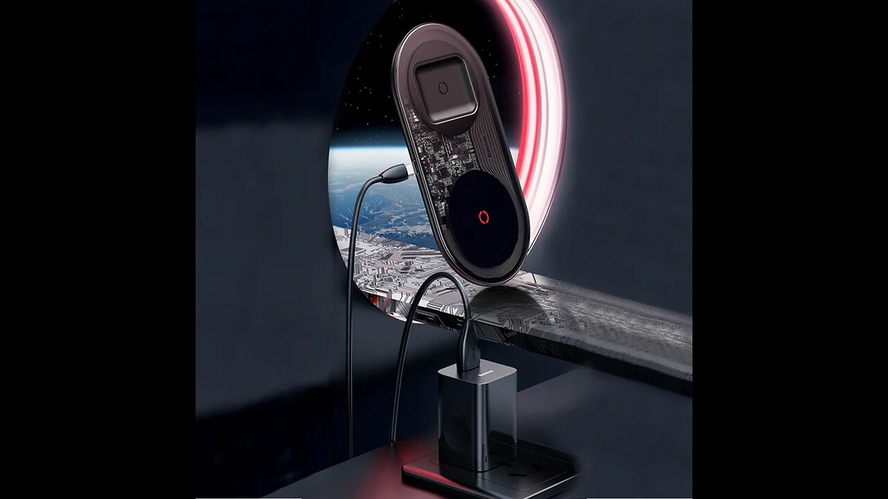 2-in-1 Transparent Black Wireless Charger Dock, with QI Standard, 20W High Power, Fast Charging