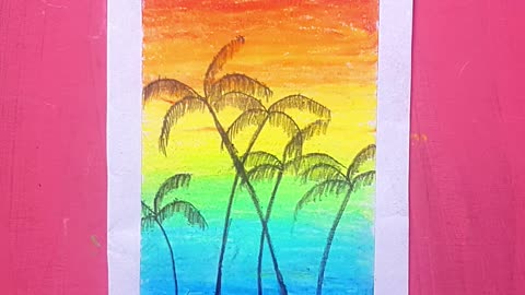 Easy Oil Pastel Scenery for Beginners | Step by Step Drawing