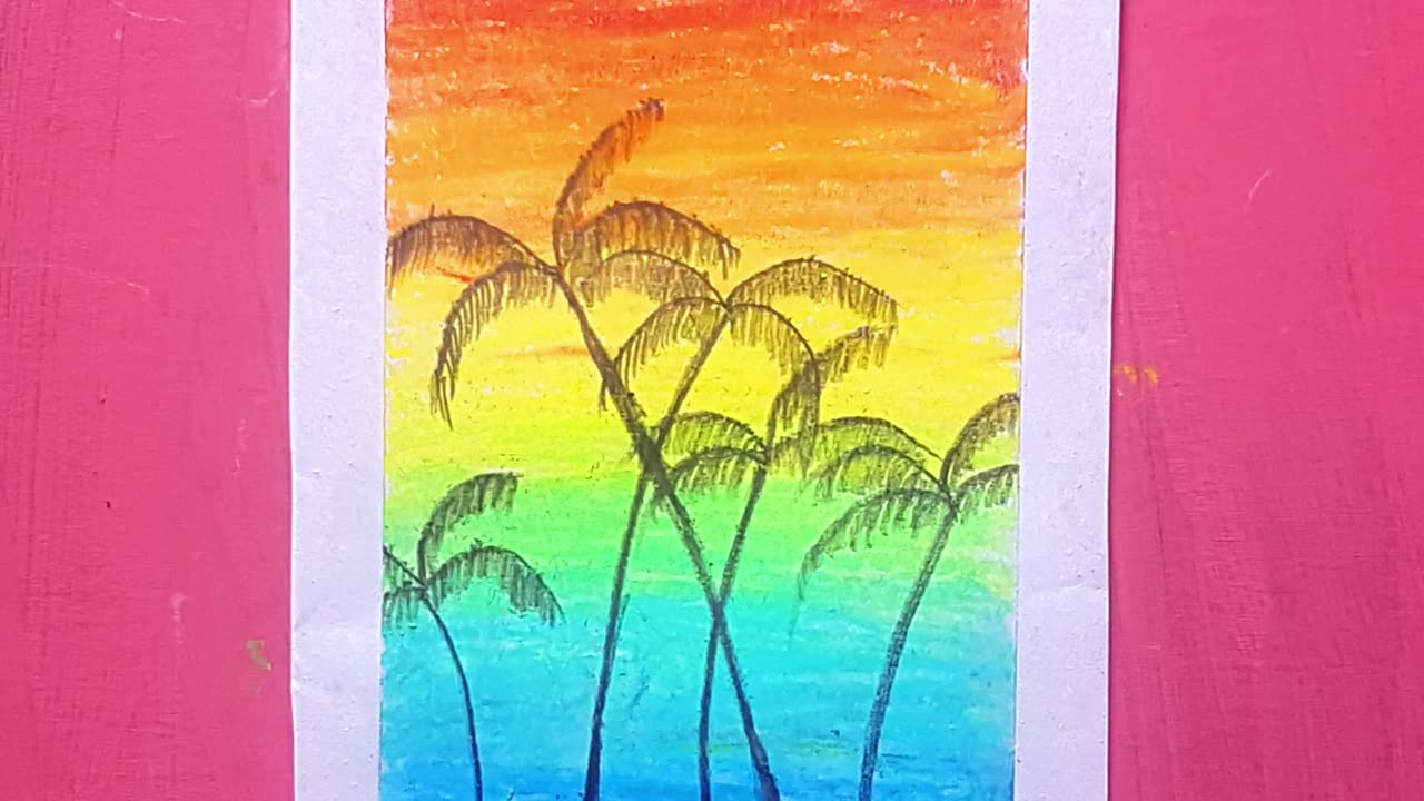 Easy Oil Pastel Scenery for Beginners | Step by Step Drawing